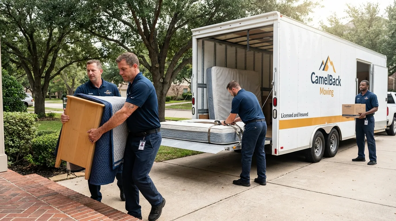 Crew loading residential truck for cross-state move from Ivins, UT