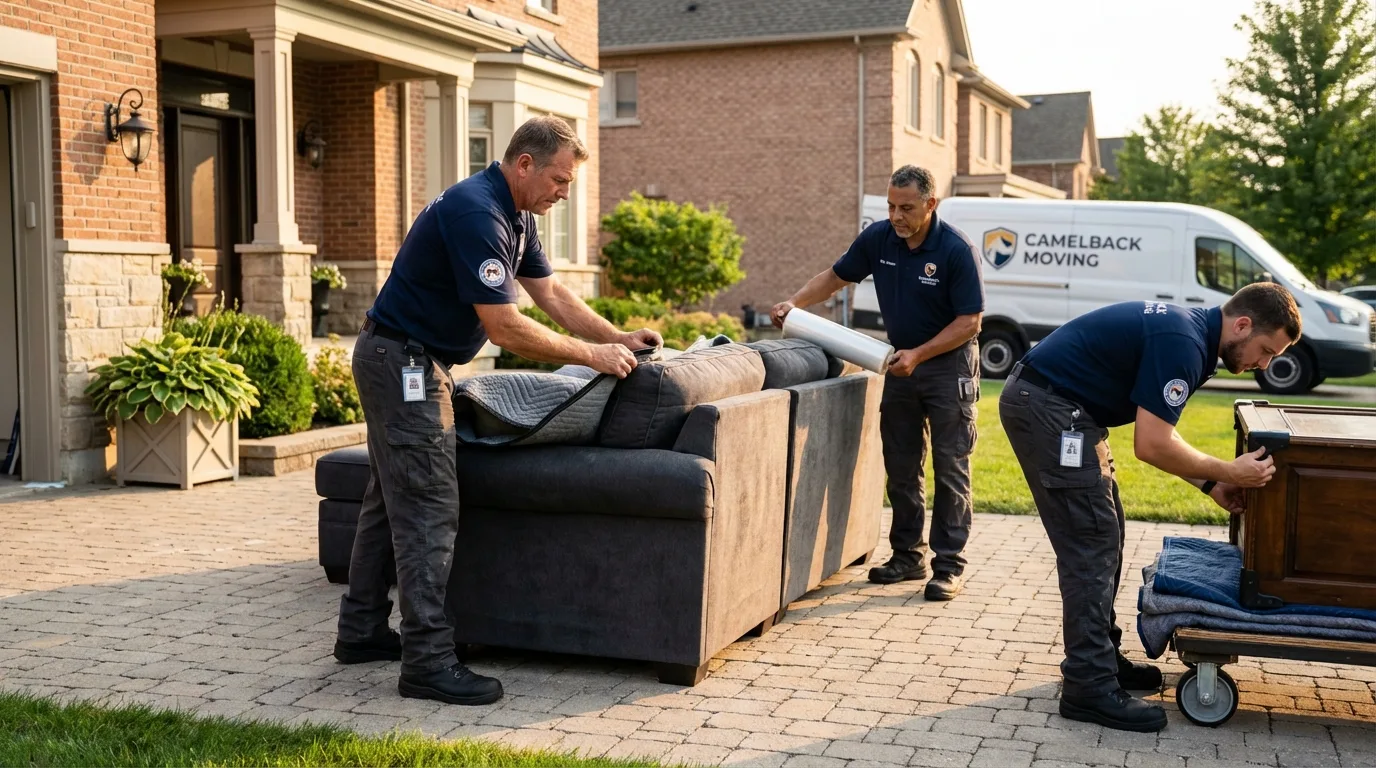 Large estate moving crew wrapping furniture in Ivins, UT